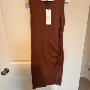 Clay Asymmetrical Ruched Midi Dress